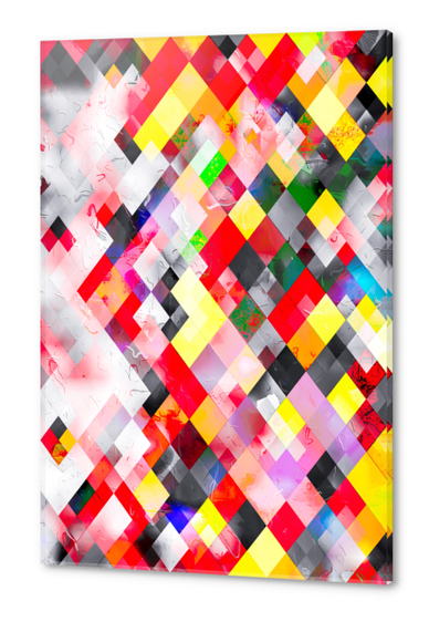 colorful geometric square pixel pattern abstract in red pink yellow Acrylic prints by Timmy333