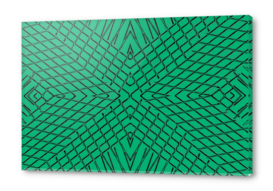 geometric symmetry line pattern abstract in green Acrylic prints by Timmy333