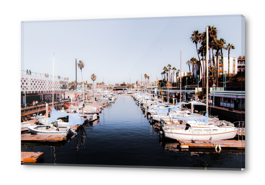 Boat with blue sky at Redondo beach California USA  Acrylic prints by Timmy333