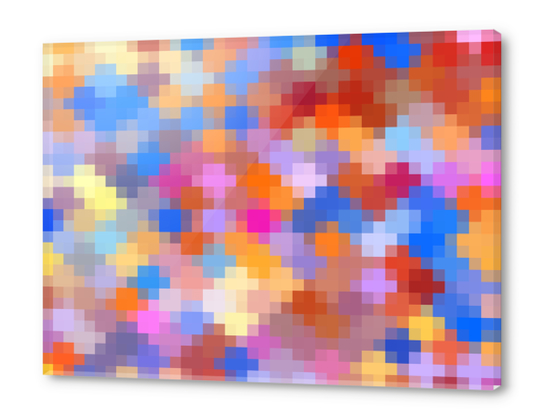 geometric square pixel pattern abstract in pink blue orange Acrylic prints by Timmy333