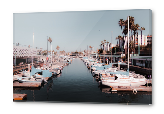 Boat with blue sky at Redondo beach California USA Acrylic prints by Timmy333