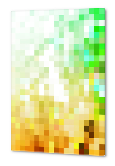 geometric pixel square pattern abstract background in green yellow brown Acrylic prints by Timmy333