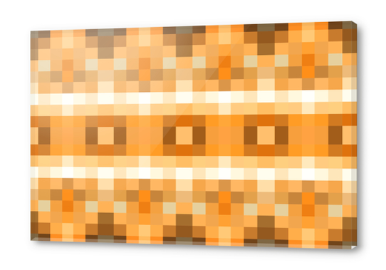 geometric symmetry pixel square pattern abstract background in brown Acrylic prints by Timmy333