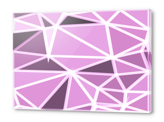 geometric triangle pattern abstract background in pink and white Acrylic prints by Timmy333