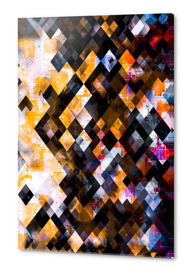 geometric square pixel pattern abstract background in orange pink blue Acrylic prints by Timmy333