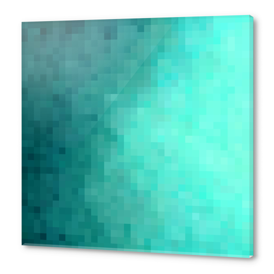 graphic design geometric pixel square pattern abstract background in blue green Acrylic prints by Timmy333