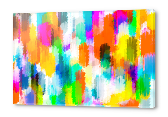 abstract splatter brush stroke painting texture background in orange pink blue yellow Acrylic prints by Timmy333