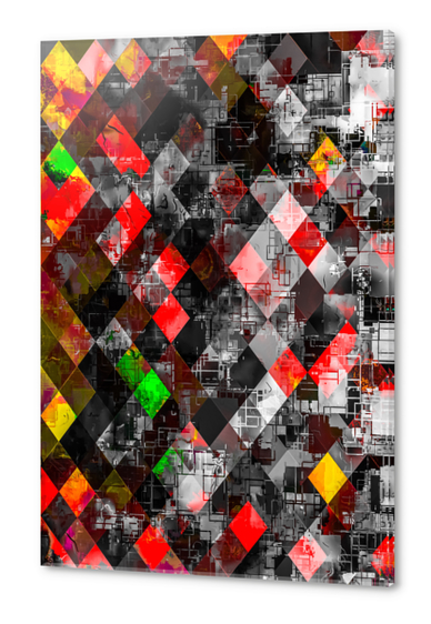 graphic design pixel geometric square pattern abstract background in red yellow green Acrylic prints by Timmy333