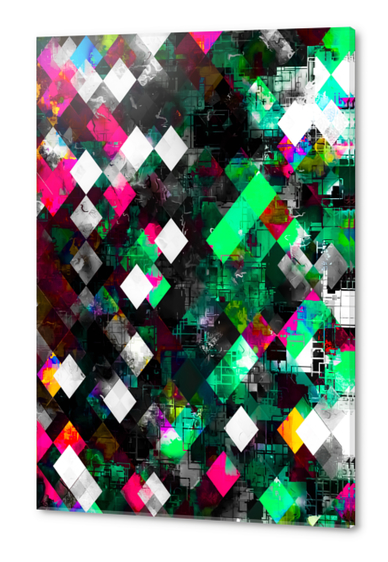 graphic design geometric pixel square pattern abstract background in green pink blue Acrylic prints by Timmy333