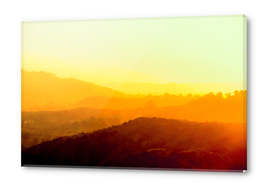 sunset sky in summer with silhouette mountains view at Los Angeles, USA Acrylic prints by Timmy333