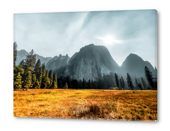 Mountains scenic with blue cloudy sky at Yosemite national park, California, USA Acrylic prints by Timmy333