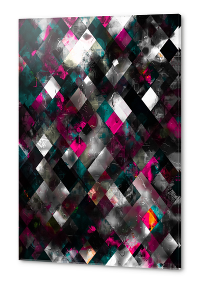 graphic design geometric pixel square pattern abstract background in pink blue black Acrylic prints by Timmy333