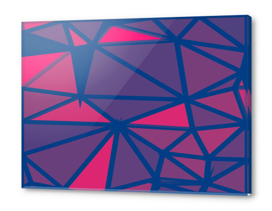 geometric triangle polygon shape abstract background in pink and blue Acrylic prints by Timmy333