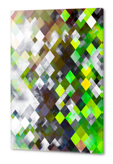 geometric pixel square pattern abstract background in green brown Acrylic prints by Timmy333