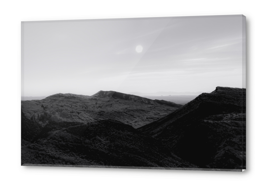 mountain in the desert at Red rock canyon state park California in black and white Acrylic prints by Timmy333