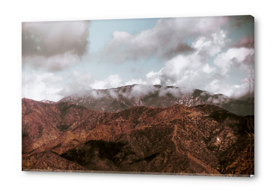 View from the hiking trail with mountain view and blue cloudy sky to Hollywood sign Los Angeles California USA Acrylic prints by Timmy333