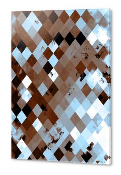 geometric pixel square pattern abstract background in brown blue Acrylic prints by Timmy333