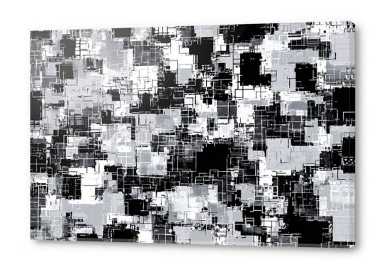 geometric pixel square pattern abstract background in black and white Acrylic prints by Timmy333