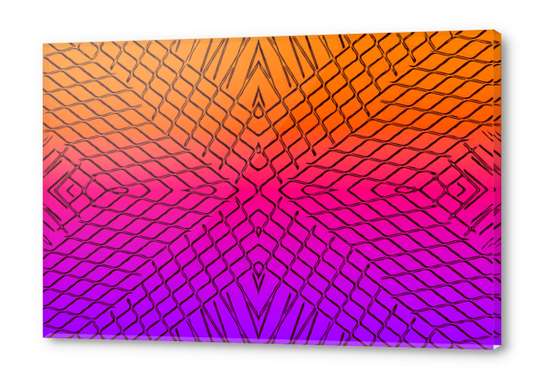 geometric symmetry line pattern abstract in orange purple pink Acrylic prints by Timmy333