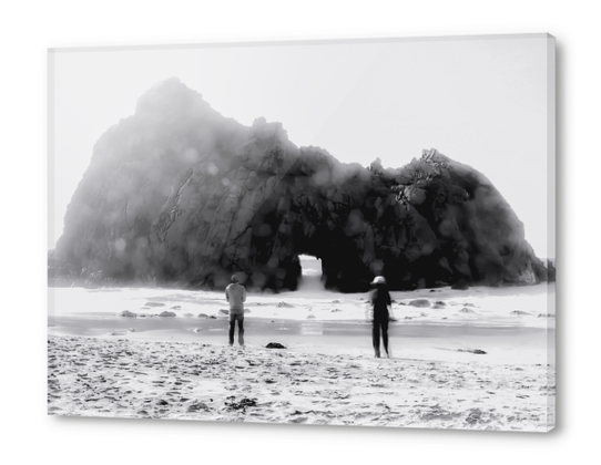 big stone at Pfeiffer beach, Big Sur, California, USA in black and white Acrylic prints by Timmy333