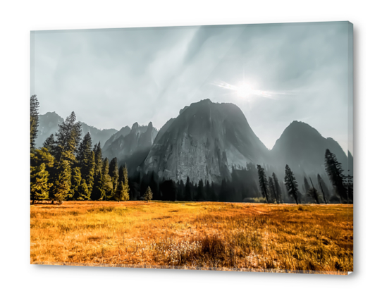 mountains with blue cloudy sky at Yosemite national park California USA Acrylic prints by Timmy333