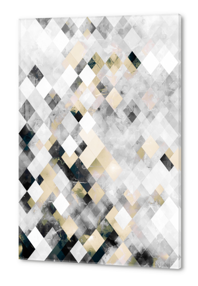 geometric square pixel pattern abstract art in brown black Acrylic prints by Timmy333