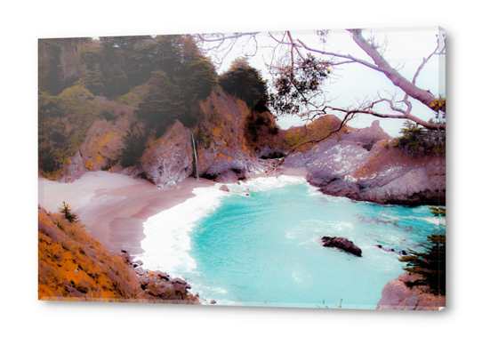 waterfall with sandy beach at Mcway Falls, Big Sur, Highway 1, California, USA Acrylic prints by Timmy333