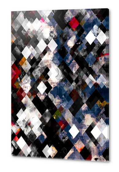 geometric pixel square pattern abstract background in blue red black Acrylic prints by Timmy333