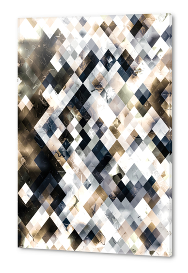 geometric square pixel pattern abstract art in brown and black Acrylic prints by Timmy333