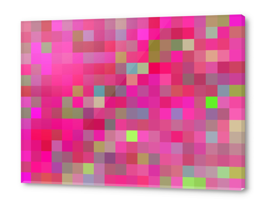 pink geometric square pixel pattern abstract background Acrylic prints by Timmy333