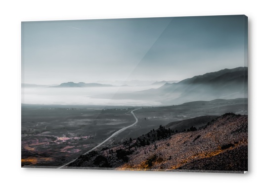 mountains layer with foggy blue sky in California USA Acrylic prints by Timmy333