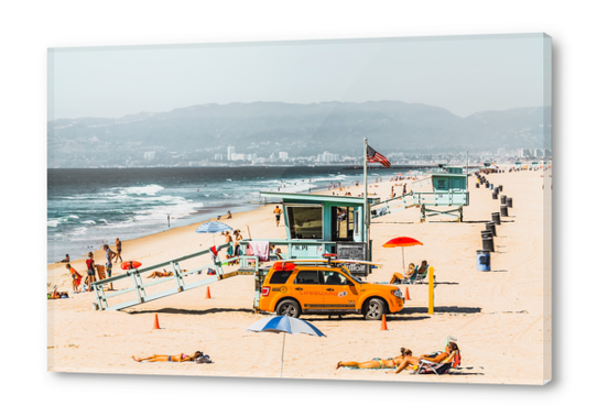 sandy beach in summer at Manhattan beach California USA Acrylic prints by Timmy333