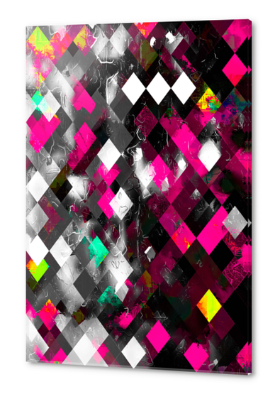 geometric pixel square pattern abstract background in pink blue Acrylic prints by Timmy333