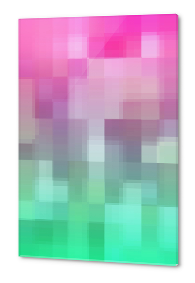 geometric pixel square pattern abstract background in pink green Acrylic prints by Timmy333