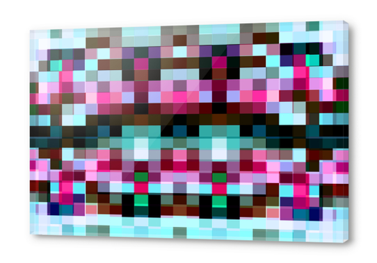 geometric symmetry pixel square pattern abstract background in pink blue Acrylic prints by Timmy333