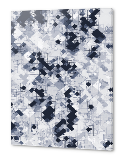 geometric pixel pattern abstract in black and white Acrylic prints by Timmy333