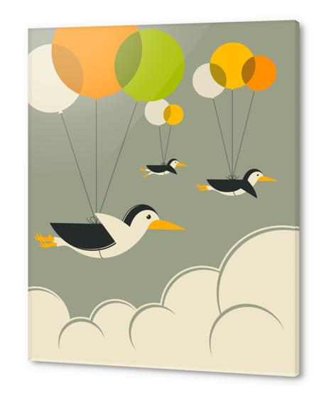 FLOCK OF PENGUINS - GREY Acrylic prints by Jazzberry Blue
