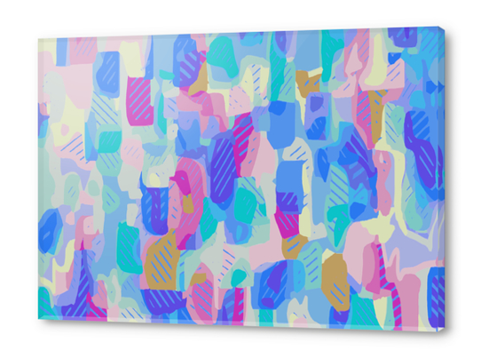 geometric abstract in blue and pink Acrylic prints by Timmy333