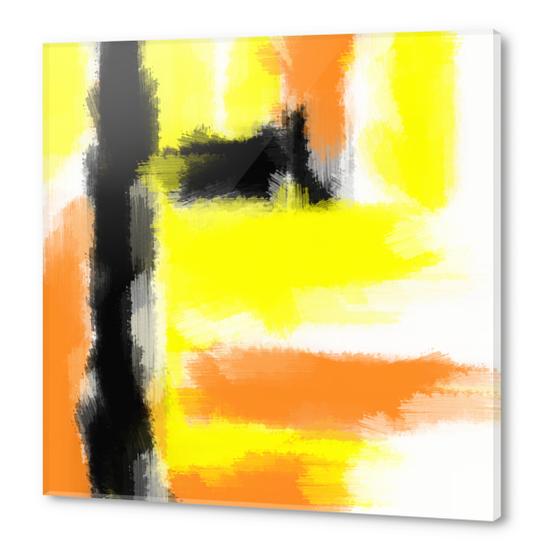 orange yellow and black painting abstract  Acrylic prints by Timmy333