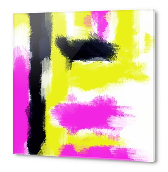 pink yellow and black painting abstract  Acrylic prints by Timmy333