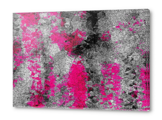 vintage psychedelic painting texture abstract in pink and black with noise and grain Acrylic prints by Timmy333