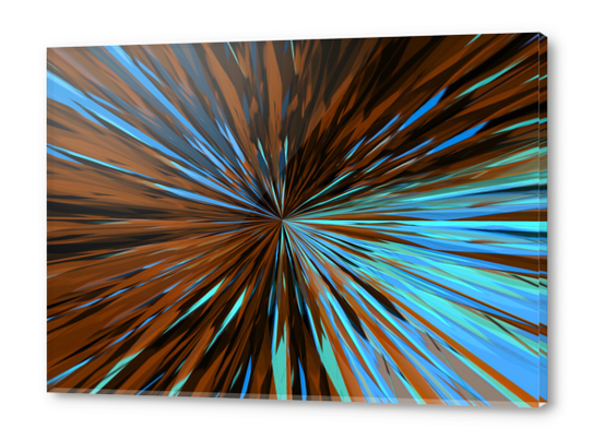 psychedelic splash painting abstract pattern in brown and blue Acrylic prints by Timmy333