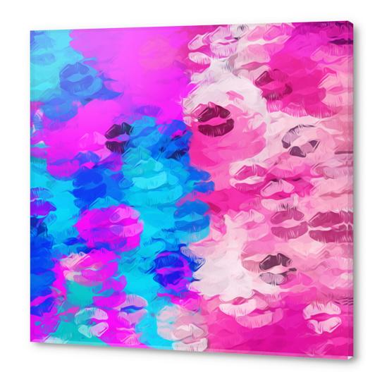 pink and blue kisses lipstick abstract background Acrylic prints by Timmy333