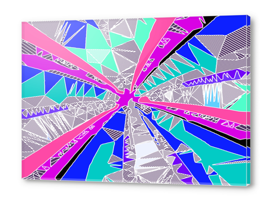 psychedelic geometric pattern drawing abstract background in blue pink purple Acrylic prints by Timmy333