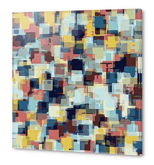 blue yellow and pink square pattern abstract background Acrylic prints by Timmy333