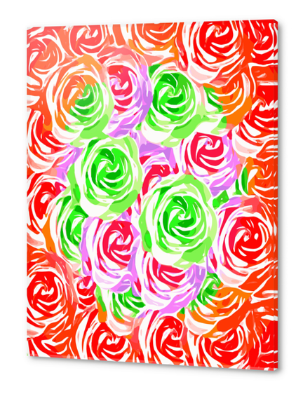 colorful rose pattern abstract in red pink green Acrylic prints by Timmy333