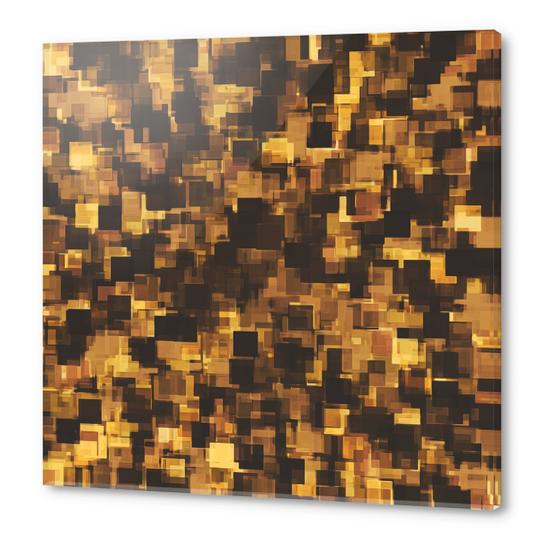 geometric square pattern abstract in brown and black Acrylic prints by Timmy333