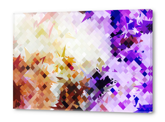 geometric square pixel pattern abstract background in purple brown Acrylic prints by Timmy333