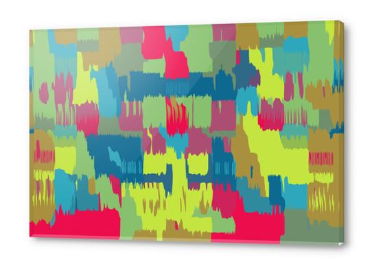 red blue green yellow pink painting abstract background Acrylic prints by Timmy333