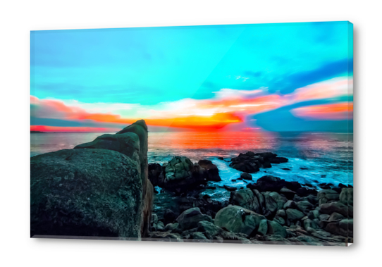 ocean summer sunset sky in California, USA Acrylic prints by Timmy333